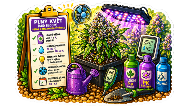 Plný květ (mid bloom) – výživa a maximalizace výnosu