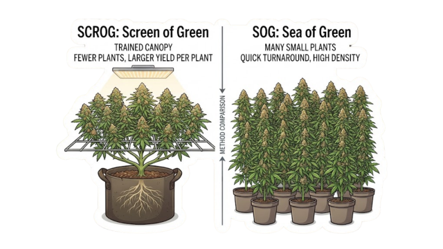 SCROG vs SOG – Jak fungují techniky Screen of Green a Sea of Green
